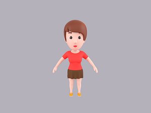 Cartoon Female Character Rigged 076 3D model