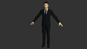 Black Tuxedo Suit 3D model