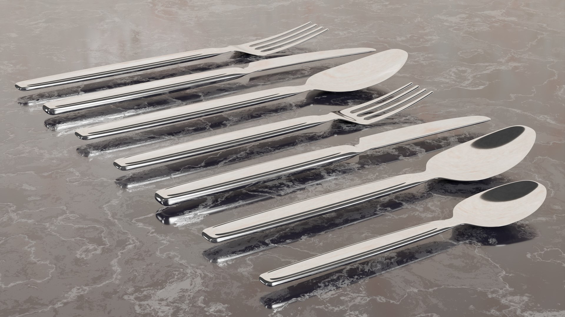 Sainles Steel Flatware Set 3D model - TurboSquid 2058298