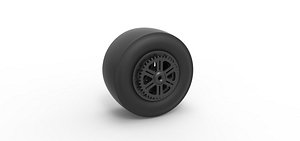 Diecast Rear wheel of Top fuel dragster motorcycle Scale 1 to 25 3D