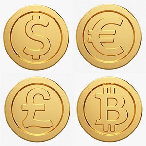 Coins symbols collection 3D
