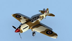 Curtiss P-40N Tomahawk V01 RAF 3D model