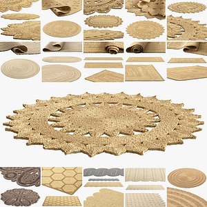 3D Collection of jute carpets x 18
