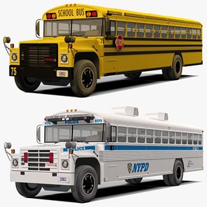 3D School Bus and NYPD Bus