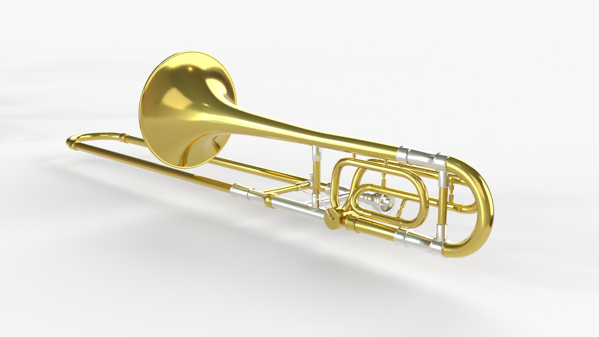 Bass Trombone Three Types Of Materials Brass Copper And Silver 3D Model ...