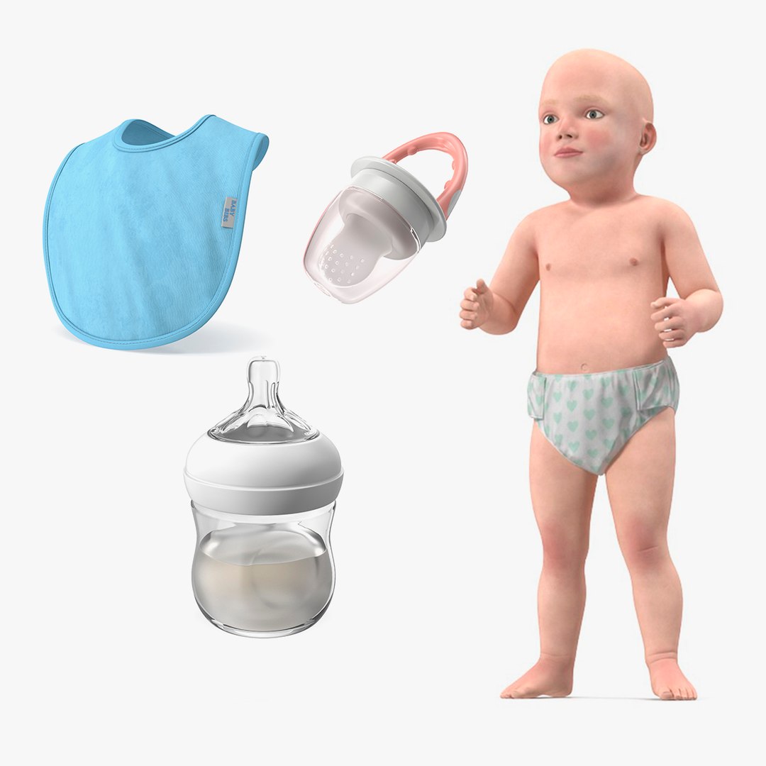 Baby Boy with Child Accessories Collection 6 3D model preview