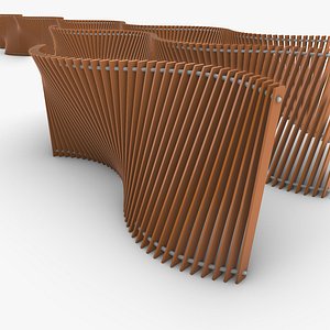 Sine Wavy wall wooden sections 3D model
