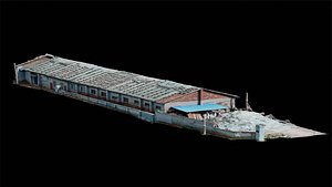 3D Scan Blue Old Building