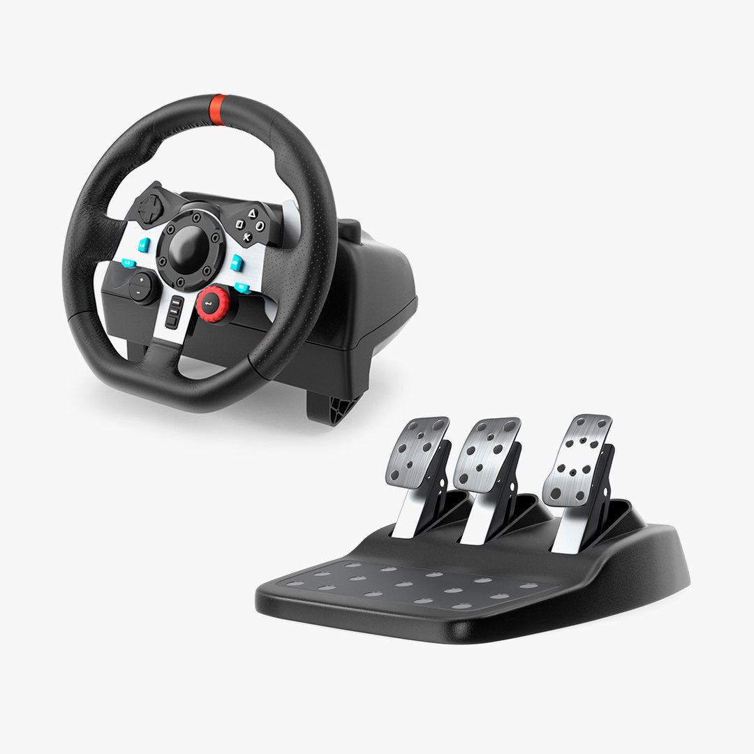 Driving Game Devices Collection 3D model preview