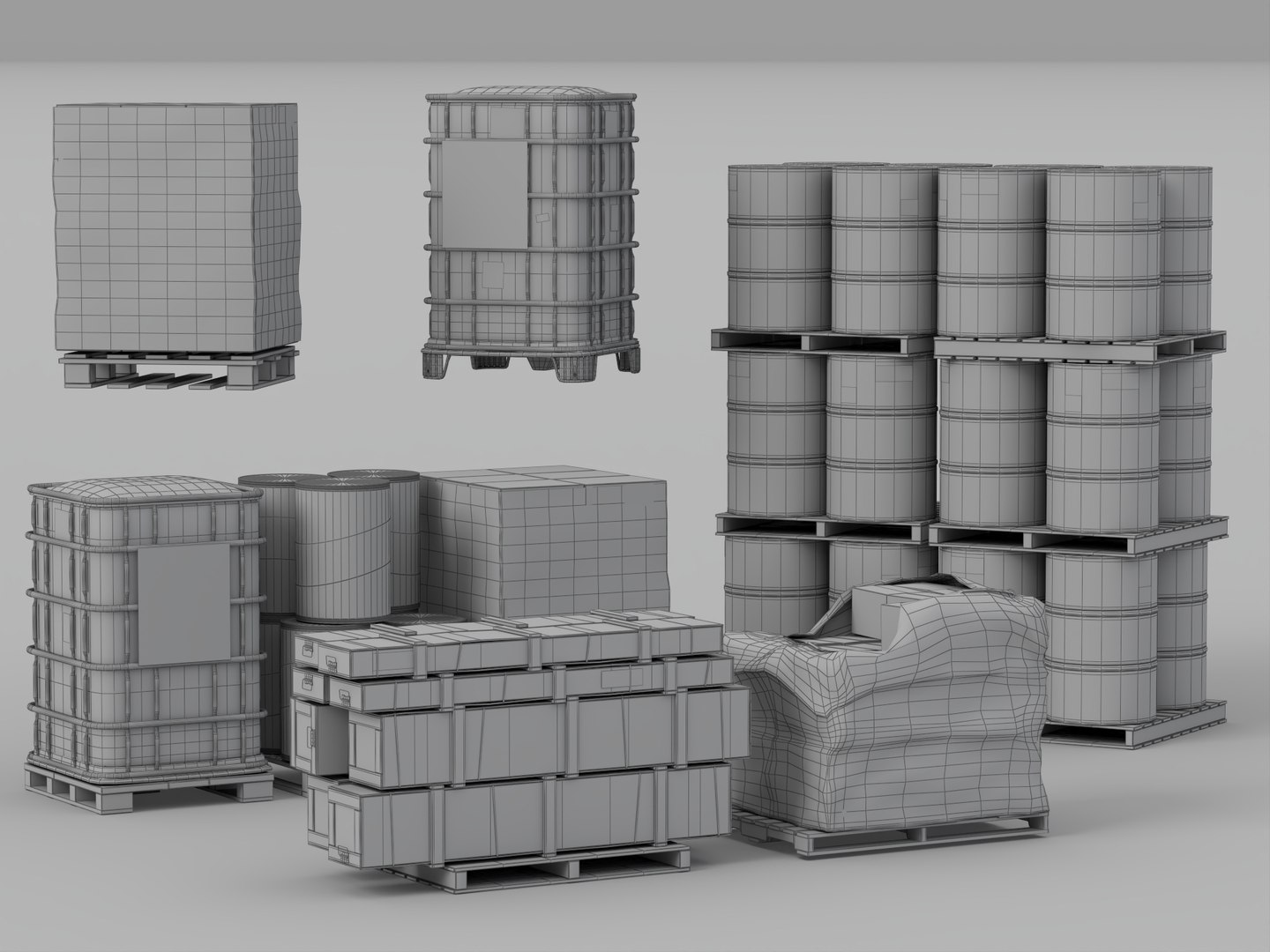 Palletized Industrial Drums and Cargo Packages 3D model https://p.turbosquid.com/ts-thumb/rO/xPcmqn/iV/wire_002/jpg/1792236643/1920x1080/fit_q87/256fe03fed459ccc8d774ac0d4b084e301a15d57/wire_002.jpg