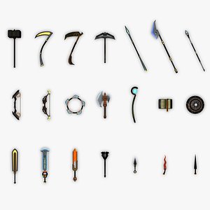 3D model Game Ready Low Poly Fantasy Weapon Collection