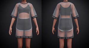 Women Gym Wear - Shorts and Sports Bra Two Piece Set and Net Shirt