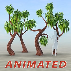 set trees palm animation 3D model