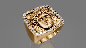 3D model luxury iconic Greek face ring