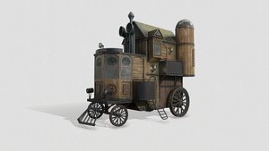 3D gameready steampunk house wheels