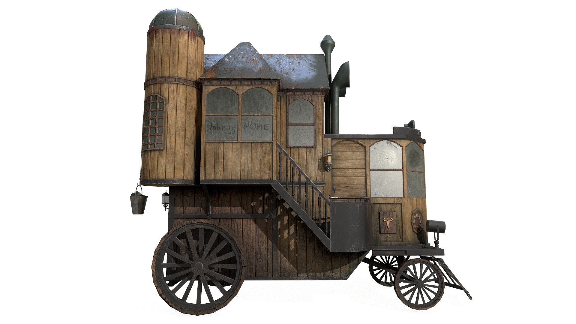 3D gameready steampunk house wheels - TurboSquid 1475007