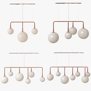 Pendant Lamp White Spheres Collection 3D