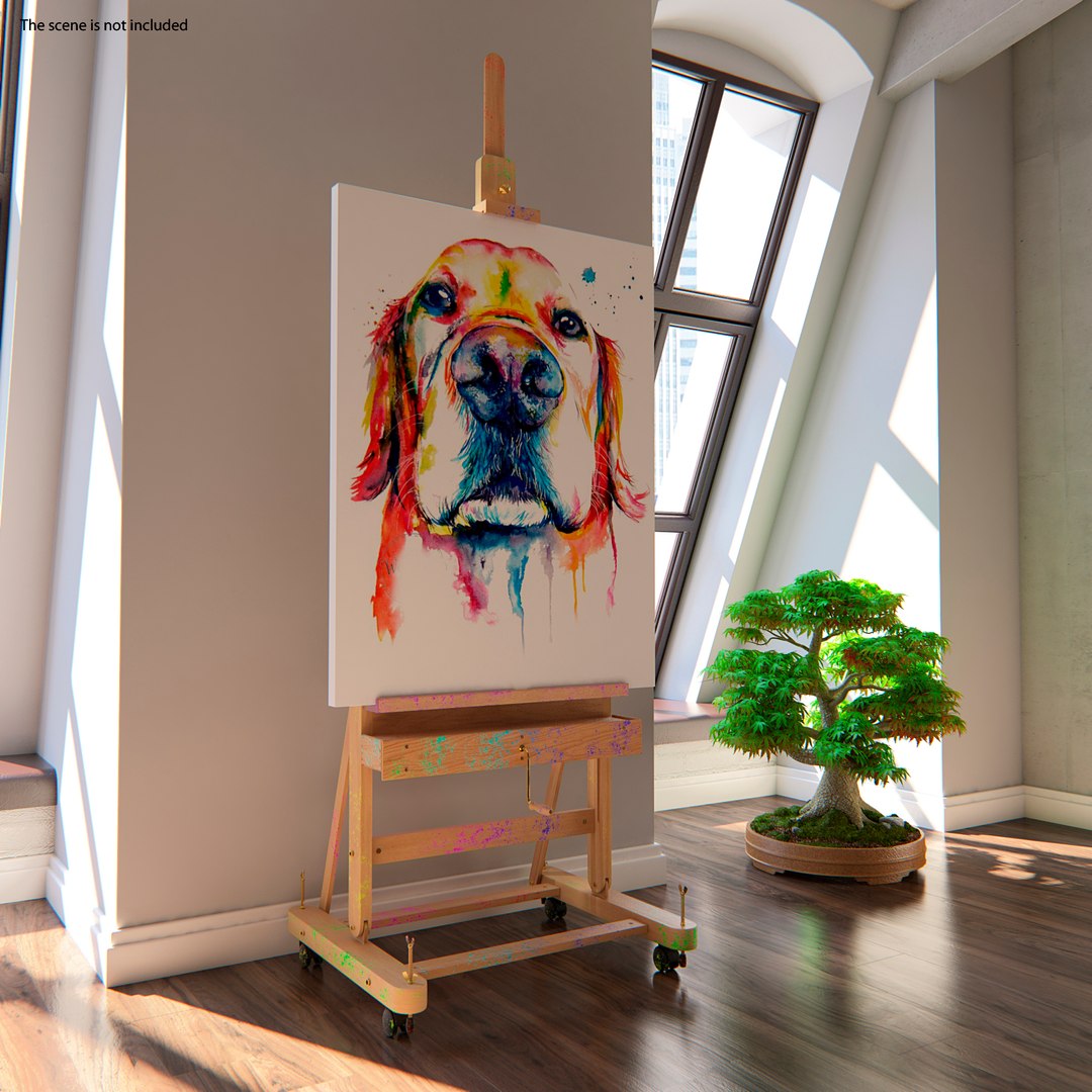 Studio Easel with Canvas 3D model preview