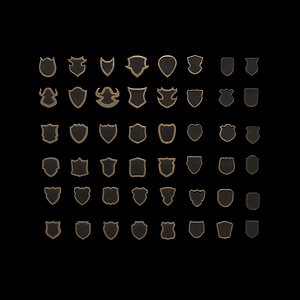 shield icons 3D model model
