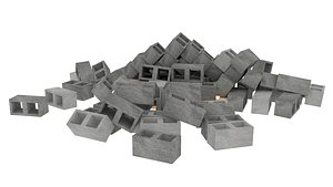 3D model concrete bricks pallet 1