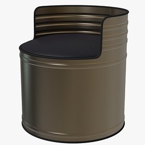 3D Barrel Pouf Chair model