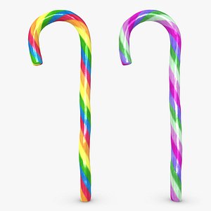 realistic candy cane 04 3d model