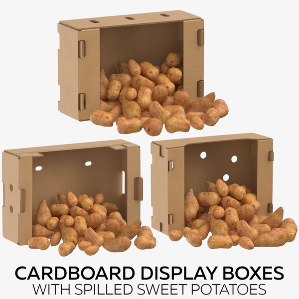 3D model cardboard display boxes spilled