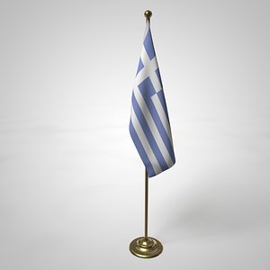 Greece Flag and Pole