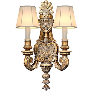 3D Bronze Large Antique Classic baroque Wall Lamp Sconce 3D model