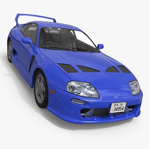 Custom Hood Sports Coupe Blue Simplified 3D model