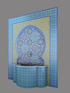 3D traditional fountain morocco architecture model