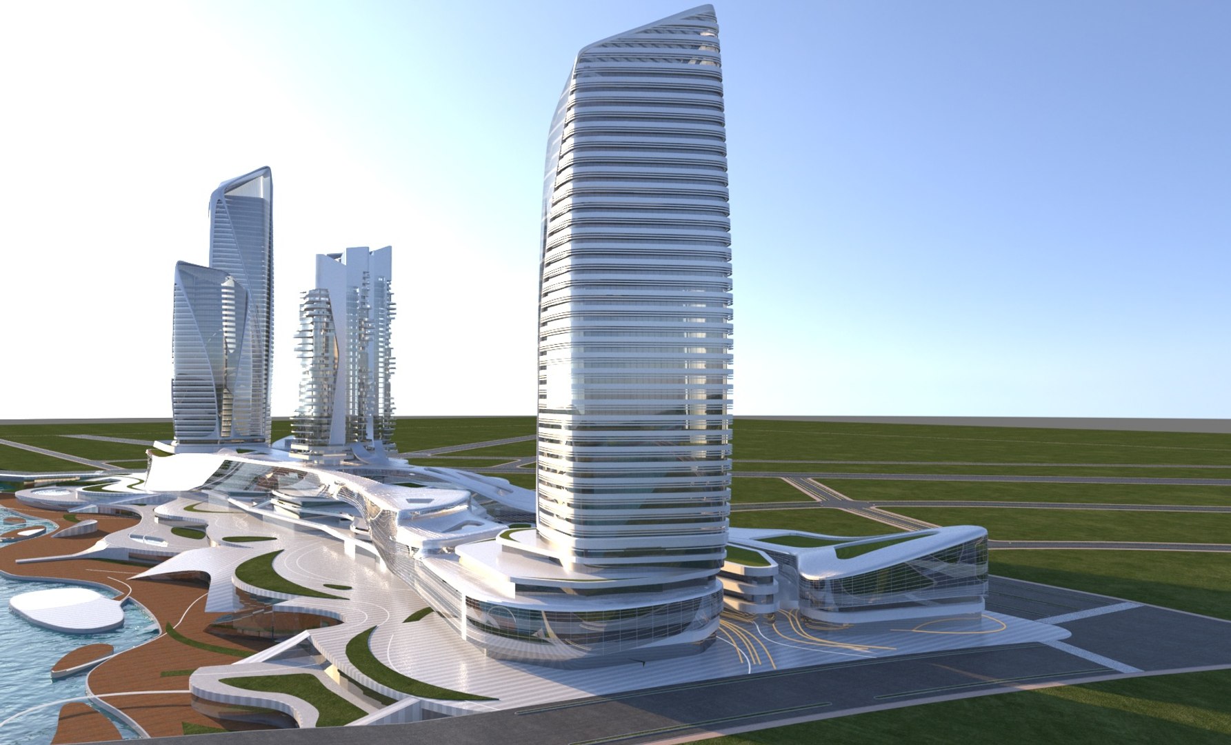 3D Commercial Building Complex - TurboSquid 2210384