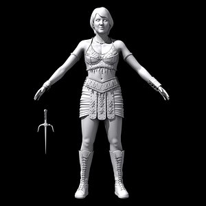 princess warrior gabrielle 3d model