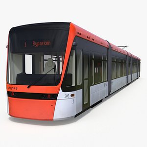 3D model Modern City Tram Bybanen Simple Interior