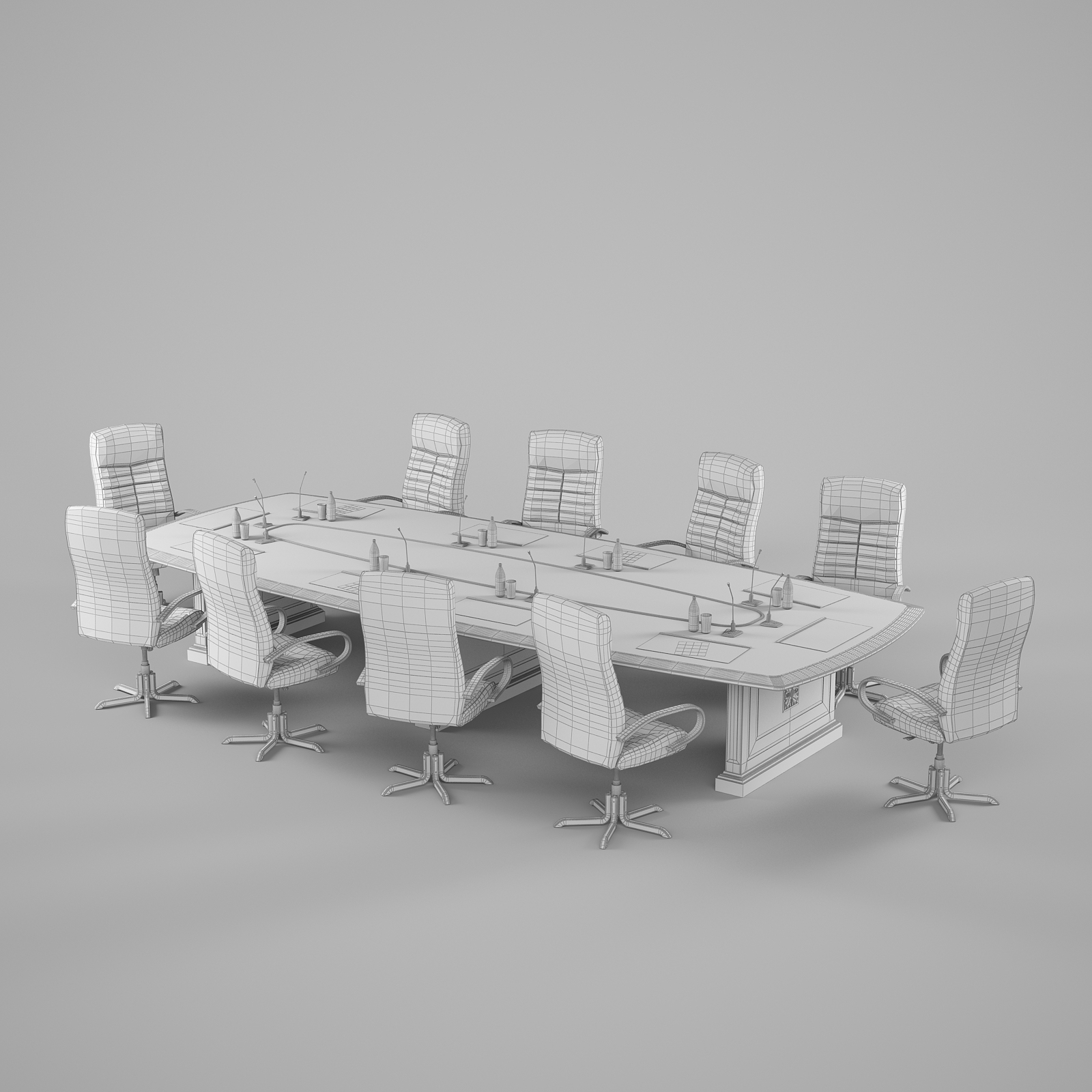 conference table chairs 3d 3ds