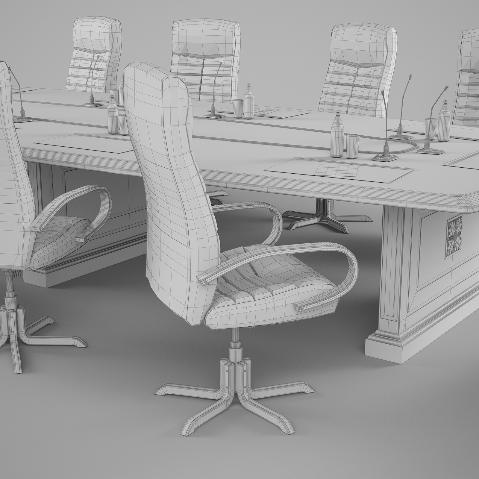 conference table chairs 3d 3ds