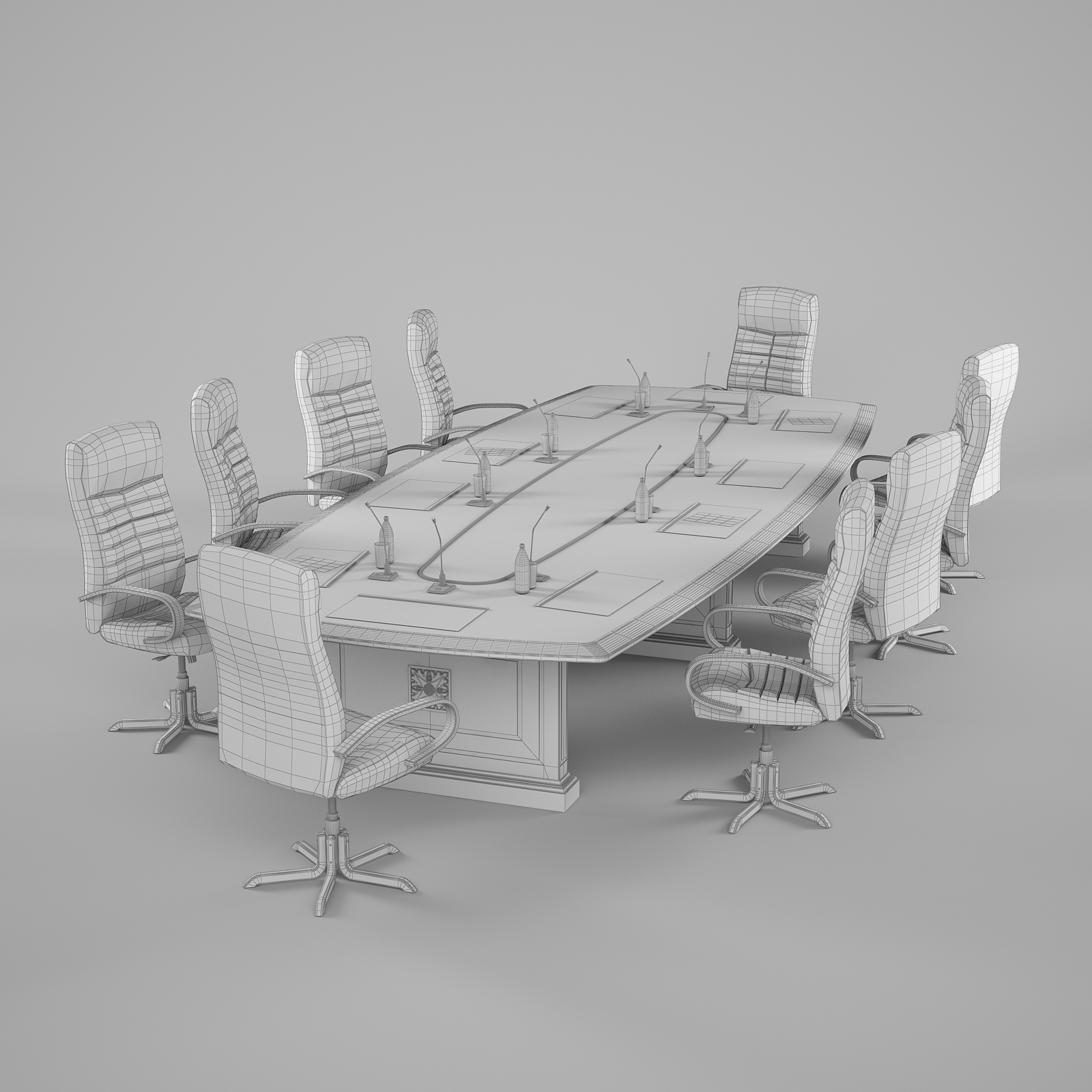 conference table chairs 3d 3ds