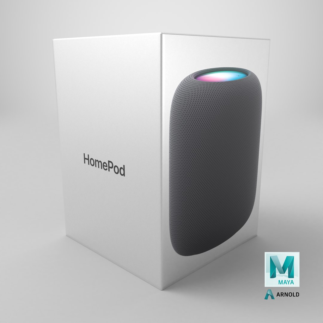 Apple HomePod Smart Speaker Packaging 3D https://p.turbosquid.com/ts-thumb/rQ/lJV60W/1o/stemcell_maya_arnold_render/png/1717508920/1920x1080/fit_q87/e6c05de5db3aac69c2f618d7ad0a3a8865440844/stemcell_maya_arnold_render.jpg