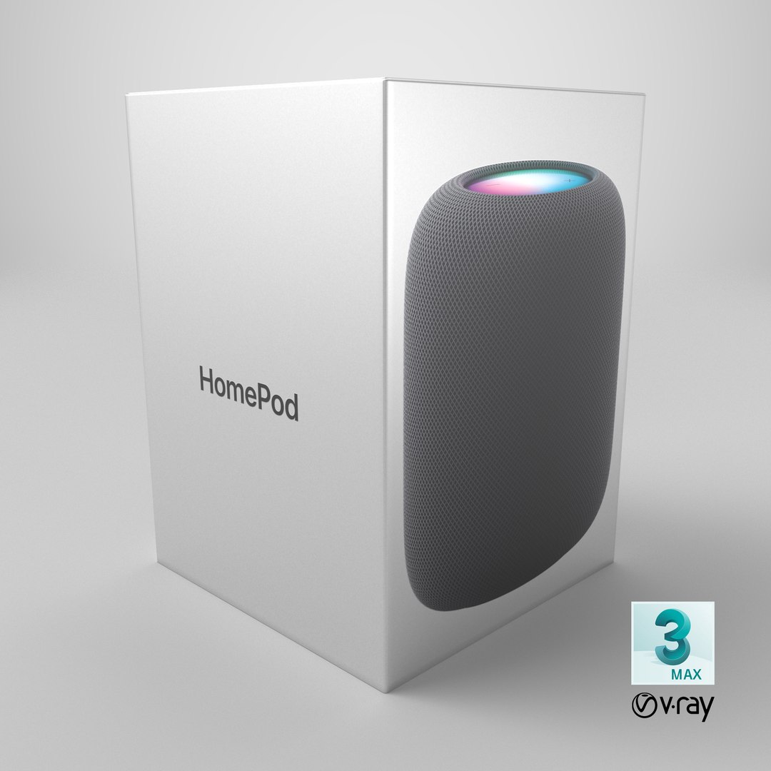 Apple HomePod Smart Speaker Packaging 3D https://p.turbosquid.com/ts-thumb/rQ/lJV60W/Va/stemcell_max_vray_render/png/1717508928/1920x1080/fit_q87/c639da4bdf02b47d39cd7733466cd0dbfc26334b/stemcell_max_vray_render.jpg