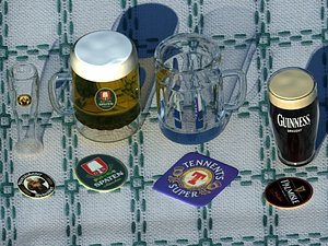 Beer glasses and coaster