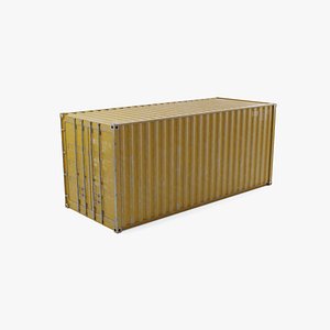 3D 20Ft Cargo Container - Yellow - Dirty model