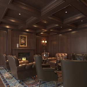 French Luxury Lounge Reception Interior Scene 3D model