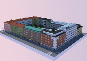 3D model block buildings architecture city street