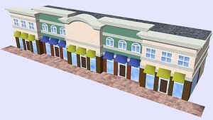 shopping center building low poly 3D model