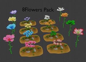 3D flower stylized pack model