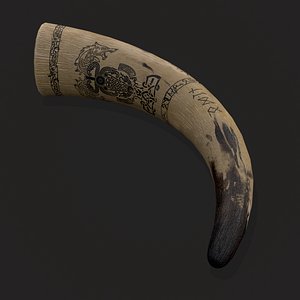 Ornate Viking Ox Horn 3D