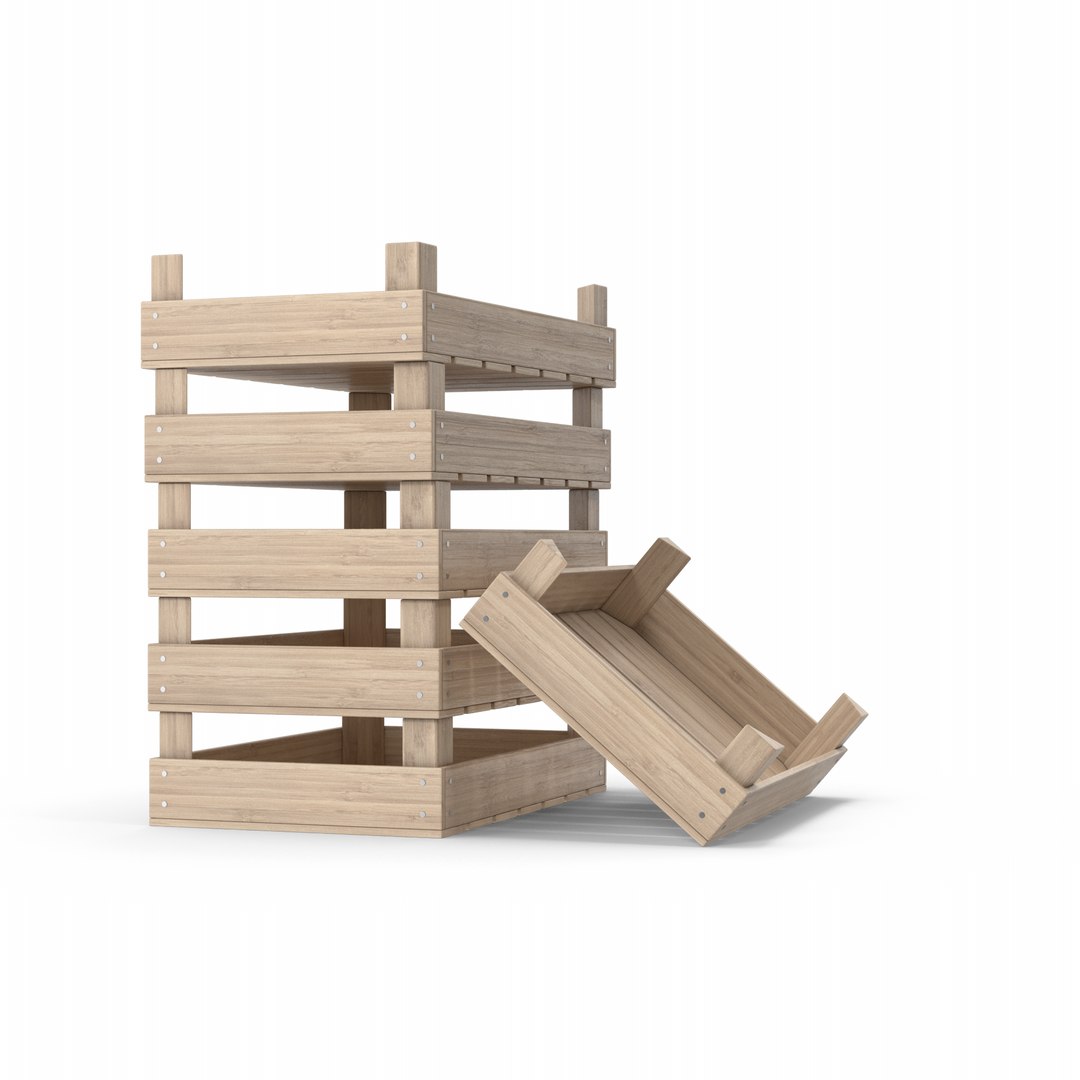3D Stack Of Wooden Fruit Crates - TurboSquid 2122391