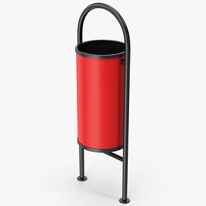 3D Red Trash Bin