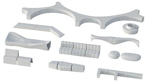 3D Concrete Benches Pack