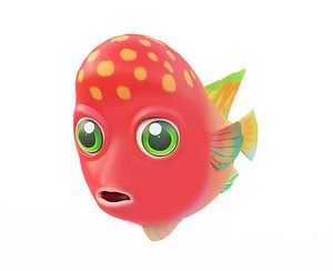 Redhead Cichlid animated fish low poly toon